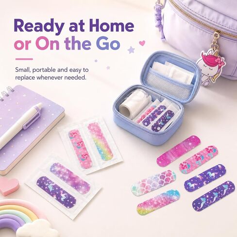 Funtery 8 Styles Kids Fabric Bandages Flexible Self Adhesive Bandage Wrap for Cuts Scrapes Wounds Burns Baby Child Toddlers, Assorted Patterns in Kuwait