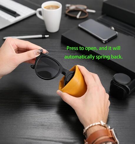 8 Pcs Leather Glasses Case, Multi-Purpose Portable Sunglasses Pouch, Crush-Resistant Glasses Organizer with Auto-Close Design for Sun Glasses/Cosmetics/Coins Storage in Saudi Arabia