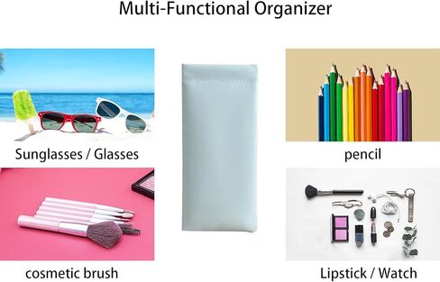 8 Pcs Leather Glasses Case, Multi-Purpose Portable Sunglasses Pouch, Crush-Resistant Glasses Organizer with Auto-Close Design for Sun Glasses/Cosmetics/Coins Storage in Saudi Arabia
