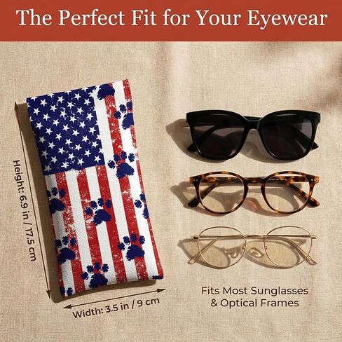 Glasses Case, PU Leather Soft Eyeglass Cases Gift for Women, Vintage American Flag Pattern Pattern Print Sunglasses Pouch in Saudi Arabia
