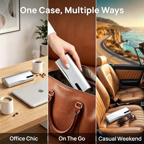 Philley Aluminum Alloy Glasses Case, Hard Shell Eyeglasses Case with Lightweight Design, Metal Box for Men & Women in Saudi Arabia