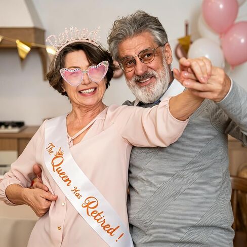 Retirement Party Decorations Retirement Gifts for Women - Rose Gold Rhinestone Retired Headband Tiara Sash and Sunglasses Set for Party Supplies Favors in Saudi Arabia