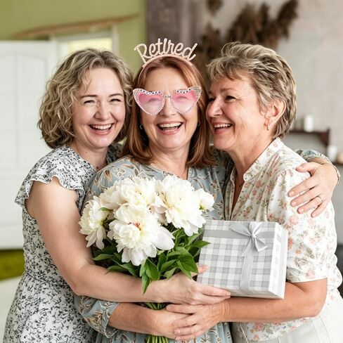 Retirement Party Decorations Retirement Gifts for Women - Rose Gold Rhinestone Retired Headband Tiara Sash and Sunglasses Set for Party Supplies Favors in Saudi Arabia