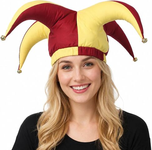 Jester Hat Clown Joker Costume Accessory with Bells for Halloween Christmas Carnival Mardi Gras Cosplay in Kuwait