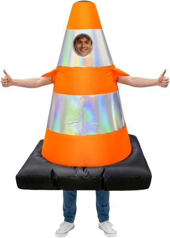 KOOY Traffic Cone Inflatable Costume for Adult, Full Body Halloween Costumes, Blow up Construction Cone Suits, for Women Men Party Masquerades Stage Carnivals Events Holiday in Saudi Arabia