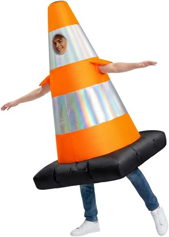 KOOY Traffic Cone Inflatable Costume for Adult, Full Body Halloween Costumes, Blow up Construction Cone Suits, for Women Men Party Masquerades Stage Carnivals Events Holiday in Saudi Arabia