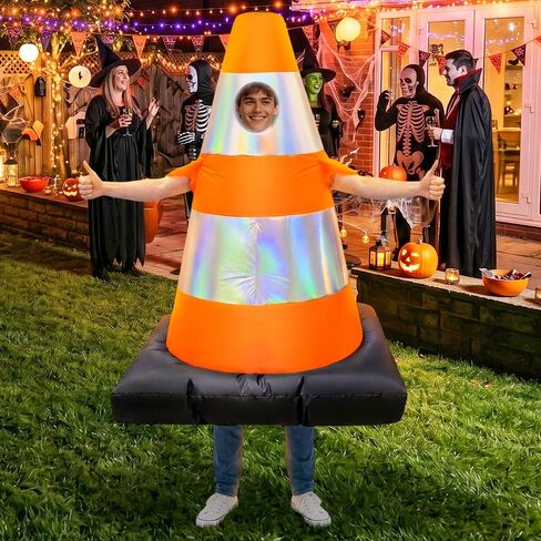 KOOY Traffic Cone Inflatable Costume for Adult, Full Body Halloween Costumes, Blow up Construction Cone Suits, for Women Men Party Masquerades Stage Carnivals Events Holiday in Saudi Arabia