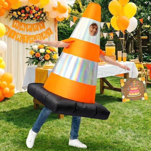 KOOY Traffic Cone Inflatable Costume for Adult, Full Body Halloween Costumes, Blow up Construction Cone Suits, for Women Men Party Masquerades Stage Carnivals Events Holiday in Saudi Arabia