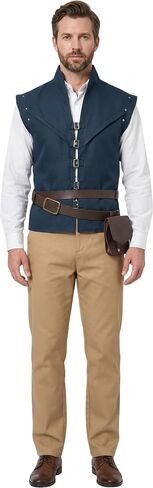 Men's Renaissance Prince Costume Outfit for Adult Medieval Green Vest Pants Shirt and Accessories for Halloween in Kuwait