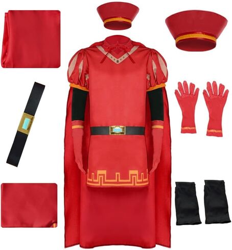 Adult King Cosplay Costume Men Red Cloak Tops Hat Full Set in Saudi Arabia