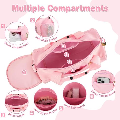 Cheer Bag with Shoes Compartment for Girls Cheerleader Gifts, Personalized Cheerleading Sport Gym Duffel Bags, Cute Chenille Letter Gymnastics Duffle Bag Cheer Gift for Teen Girl Athletes(Pink) in Saudi Arabia