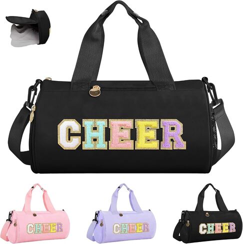 Cheer Bag with Shoes Compartment for Girls Cheerleader Gifts, Personalized Cheerleading Sport Gym Duffel Bags, Cute Chenille Letter Gymnastics Duffle Bag Cheer Gift for Teen Girl Athletes(Pink) in Saudi Arabia