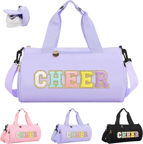 Cheer Bag with Shoes Compartment for Girls Cheerleader Gifts, Personalized Cheerleading Sport Gym Duffel Bags, Cute Chenille Letter Gymnastics Duffle Bag Cheer Gift for Teen Girl Athletes(Pink) in Saudi Arabia