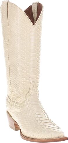 Vaccari Women's Pearl Genuine Top & Bottom Python Leather Snip Toe Cowgirl Western Boots in Saudi Arabia