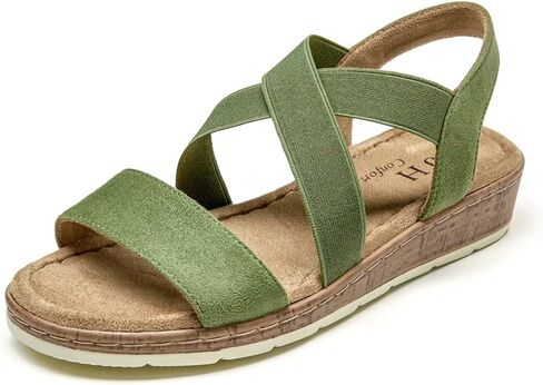 VJH confort Women's Flat Sandals, Comfort Slip-on Elastic Ankle Strap Slingback Light Weight Casual Walking Sandals in Kuwait