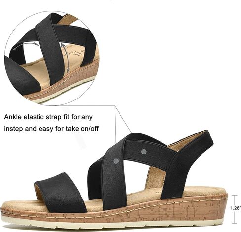 VJH confort Women's Flat Sandals, Comfort Slip-on Elastic Ankle Strap Slingback Light Weight Casual Walking Sandals in Kuwait