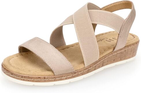 VJH confort Women's Flat Sandals, Comfort Slip-on Elastic Ankle Strap Slingback Light Weight Casual Walking Sandals in Kuwait