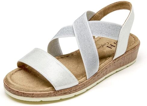 VJH confort Women's Flat Sandals, Comfort Slip-on Elastic Ankle Strap Slingback Light Weight Casual Walking Sandals in Kuwait