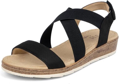 VJH confort Women's Flat Sandals, Comfort Slip-on Elastic Ankle Strap Slingback Light Weight Casual Walking Sandals in Kuwait
