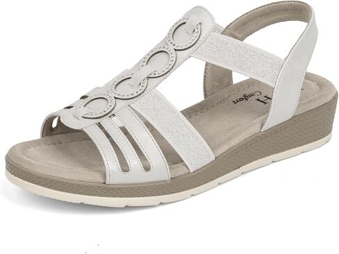 VJH confort Women's Flat Sandals, Comfort Slip-on Elastic Ankle Strap Slingback Light Weight Casual Walking Sandals in Kuwait