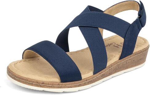 VJH confort Women's Flat Sandals, Comfort Slip-on Elastic Ankle Strap Slingback Light Weight Casual Walking Sandals in Kuwait