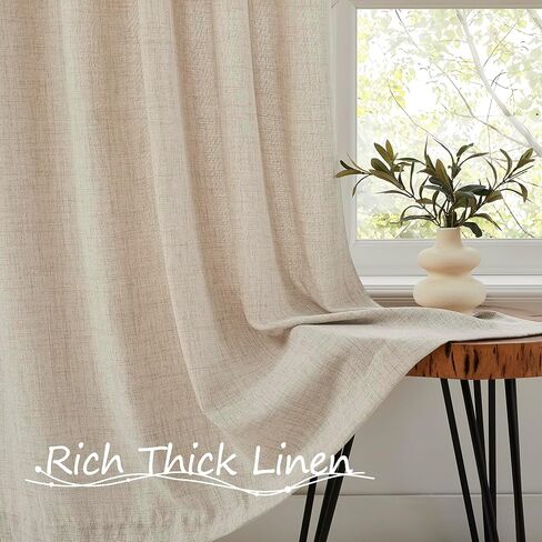 Tollpiz Small Linen Door Curtains Doorway Semi Sheer Curtain Room Divider Light Filtering Drape Dual Rod Pocket Boho Window Curtains for Closet, 25 x 40 inches Long, Natural, 1 Panel in Saudi Arabia