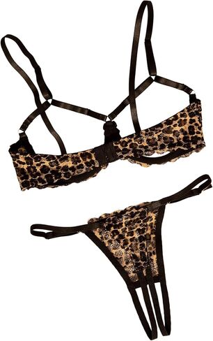 Women's Exotic Lingerie Sets Naughty 2 Pieces Bra Panty Set Sexy Cutout Lace Lingerie in Saudi Arabia