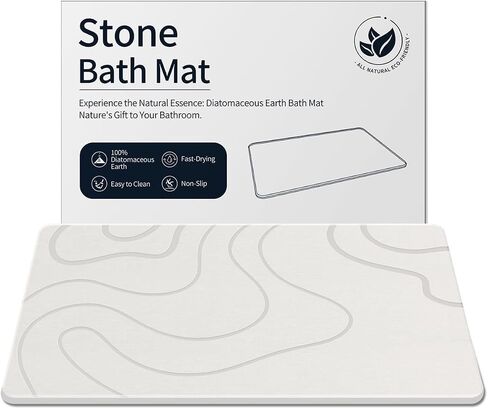 ZIKIBL Stone Bath Mat Diatomaceous Earth Shower Mat Non-Slip Super Absorbent Diatomite Stone Mats for Bathroom Floor Quick-Drying Easy to Clean (24''*16'' Grey) in Saudi Arabia