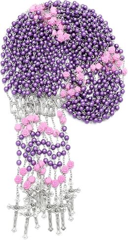 KOMI 12 Pcs Pearl Rosary Beads Catholic for Women Rosaries Catholic Bulk Set Pearl Beads Dozen Necklace First Communion Confirmation Christening Memorial Gifts for Guest in Kuwait