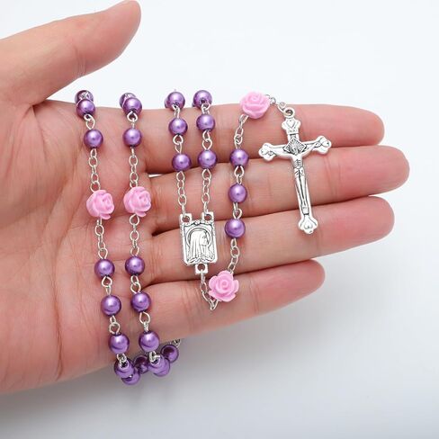 KOMI 12 Pcs Pearl Rosary Beads Catholic for Women Rosaries Catholic Bulk Set Pearl Beads Dozen Necklace First Communion Confirmation Christening Memorial Gifts for Guest in Kuwait