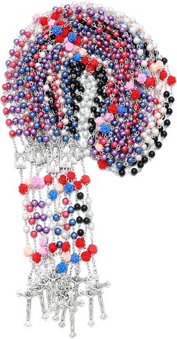 KOMI 12 Pcs Pearl Rosary Beads Catholic for Women Rosaries Catholic Bulk Set Pearl Beads Dozen Necklace First Communion Confirmation Christening Memorial Gifts for Guest in Kuwait
