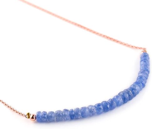 InfinityGemsArt Blue Sapphire Necklace for Women, September Birthstone, Natural Gemstone Beaded Handmade Jewelry, Chakra Healing Crystals, 14K Rose Gold Plated 925 Silver Chain 20 inch in Kuwait