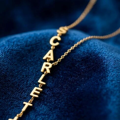 Custom Lariat Name Necklace For Women | 925 Sterling Silver Y-Shaped Name Necklace | Dainty Drop Down Necklace With Letter Initial | Lariat Long Y-Shaped Jewelry Gift for Her in Kuwait