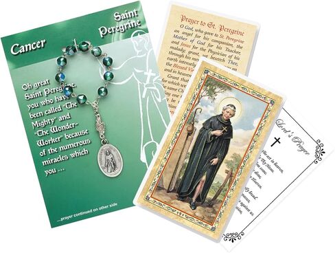 Trendzeen Saint Peregrine Rosary - One Decade St Peregrine Rosary Beads, Laminated St Peregrine Prayer Card, The Lord's Prayer Card - St Peregrine Patron Saint of Cancer Patients Themed Set - 3 Items in Kuwait