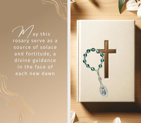 Trendzeen Saint Peregrine Rosary - One Decade St Peregrine Rosary Beads, Laminated St Peregrine Prayer Card, The Lord's Prayer Card - St Peregrine Patron Saint of Cancer Patients Themed Set - 3 Items in Kuwait