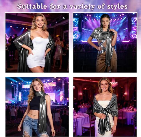 E-Clover Sparkly Shawl Wraps for Women Evening Dresses Wedding Bridal Rave Party Silky Scarf Formal Cover Up Bridesmaid Gifts in Kuwait