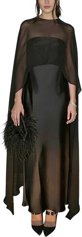 Women Chiffon Long Cape High Low Sheer Poncho Top Capelets See Through Mesh Shawl Wraps Cover Up Wedding Party in Saudi Arabia