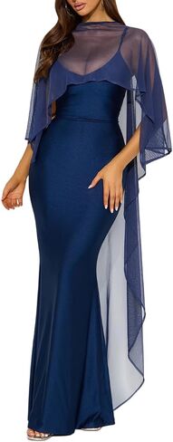 NUFIWI Womens Sheer Poncho Chiffon Cape for Dress Elegant Flowy Poncho Mesh Shawl Irregular High Low Coverup Tops in Kuwait
