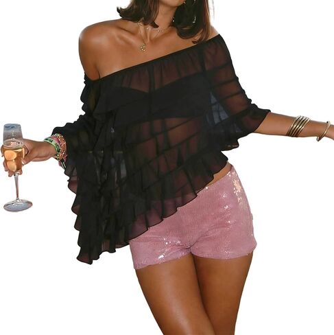 Women Chiffon Long Cape High Low Sheer Poncho Top Capelets See Through Mesh Shawl Wraps Cover Up Wedding Party in Saudi Arabia