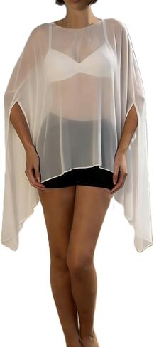 Women Chiffon Long Cape High Low Sheer Poncho Top Capelets See Through Mesh Shawl Wraps Cover Up Wedding Party in Saudi Arabia