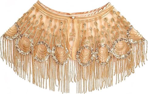 Eyibenlilan 1920s Beaded Shawl Wrap for Women, Sequin Fringe Evening Cape, Flapper Cover Up for Party, Wedding, Gatsby in Kuwait