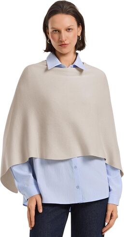 PULI Women's Knit Ponchos Petite Cropped Shawl Wraps Pullover Sweaters Casual Short Top Cover Up in Kuwait