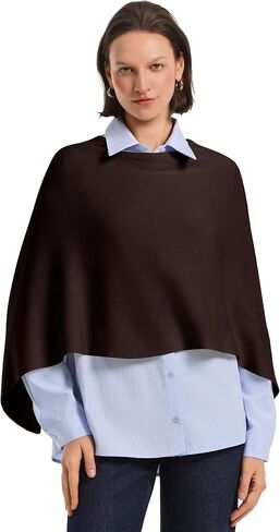 PULI Women's Knit Ponchos Petite Cropped Shawl Wraps Pullover Sweaters Casual Short Top Cover Up in Kuwait