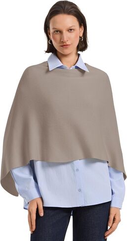 PULI Women's Knit Ponchos Petite Cropped Shawl Wraps Pullover Sweaters Casual Short Top Cover Up in Kuwait