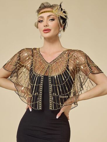 MTITE 1920s Shawl Wraps for Women, Sequin Beaded Shawls and Wraps for Evening Dresses Party in Kuwait