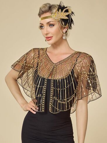 MTITE 1920s Shawl Wraps for Women, Sequin Beaded Shawls and Wraps for Evening Dresses Party in Kuwait