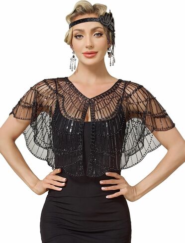 MTITE 1920s Shawl Wraps for Women, Sequin Beaded Shawls and Wraps for Evening Dresses Party in Kuwait