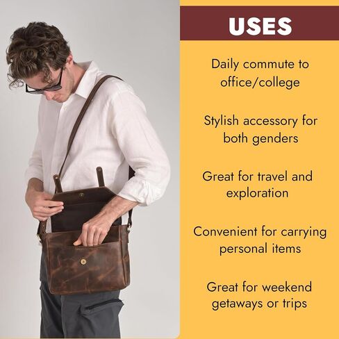 Genuine Leather Messenger Bag for Men, Crossbody Bags for Work Business in Saudi Arabia