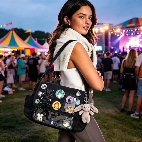 SMAROICE Ita messenger bag with bowknot for girl women cute Japanese Messenger Bag with pin display Y2K Shoulder Purse in Saudi Arabia