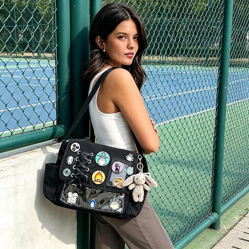 SMAROICE Ita messenger bag with bowknot for girl women cute Japanese Messenger Bag with pin display Y2K Shoulder Purse in Saudi Arabia